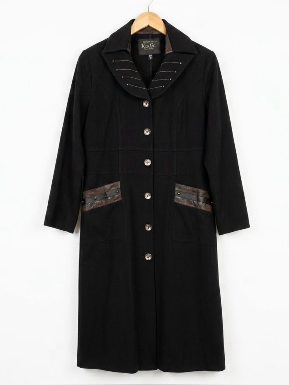 Vintage Kadin Trench Coat Womens 12 Black Goth Matrix Lightweight Long Jacket